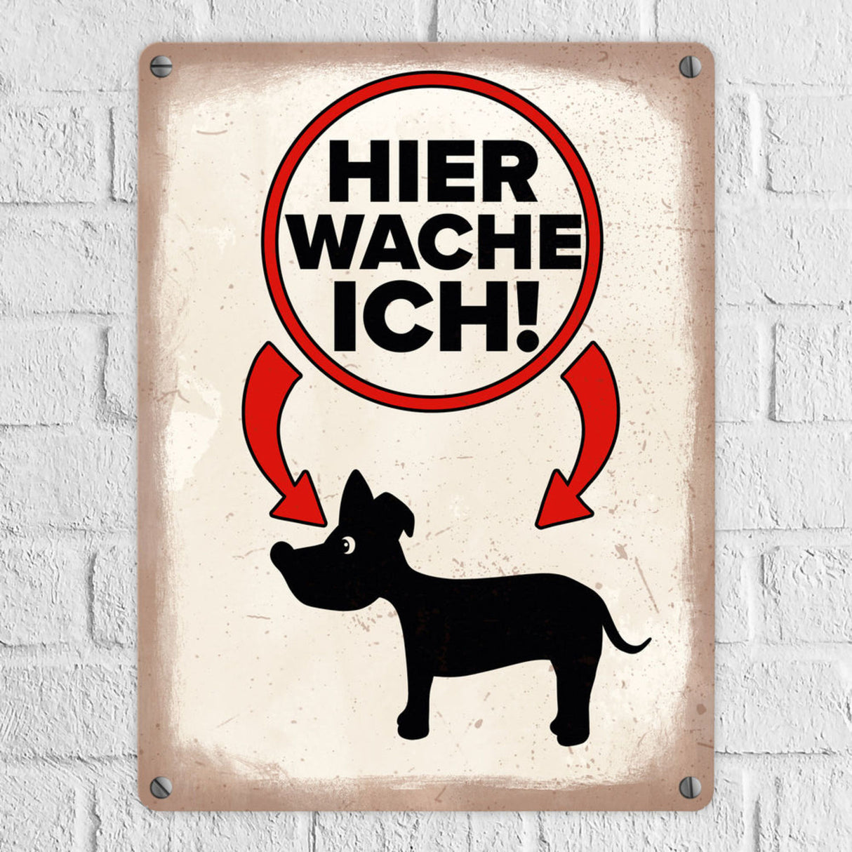 Vorsicht Hund Metallschild mit Hunde Silhouette