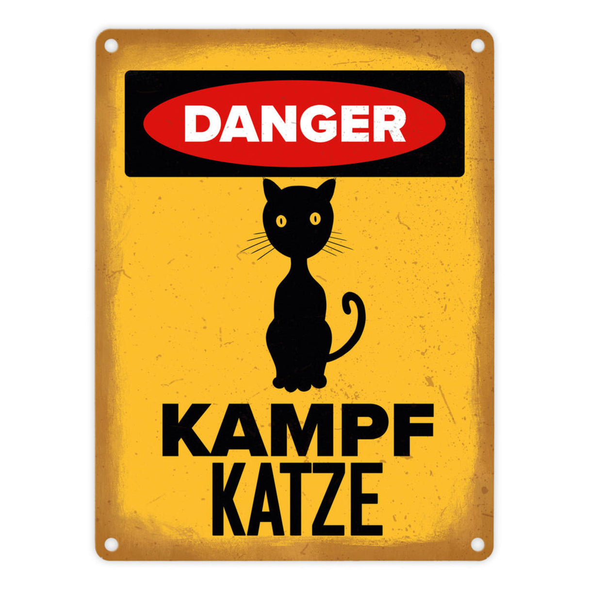 Vorsicht Katze Metallschild mit Katzen Silhouette