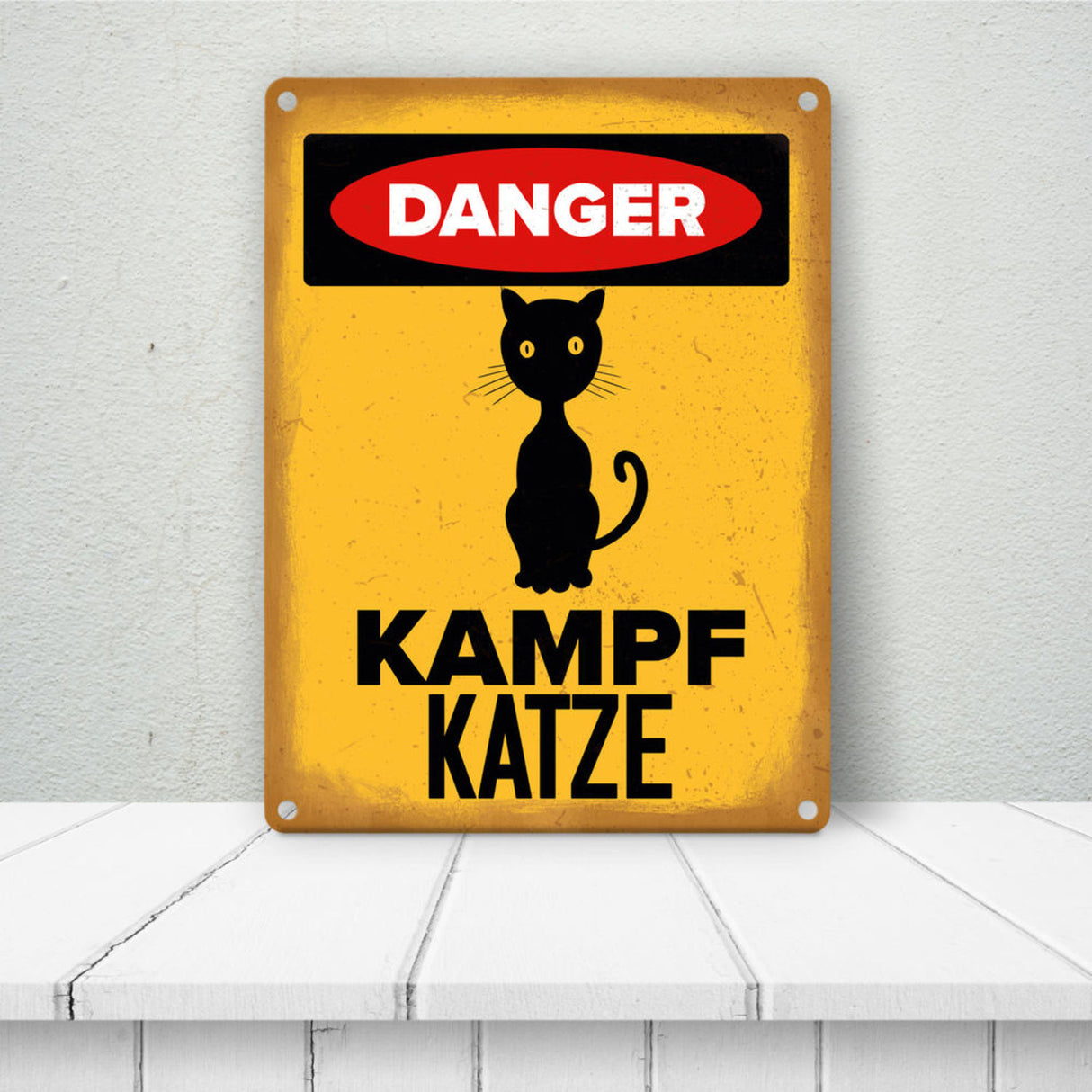 Vorsicht Katze Metallschild mit Katzen Silhouette