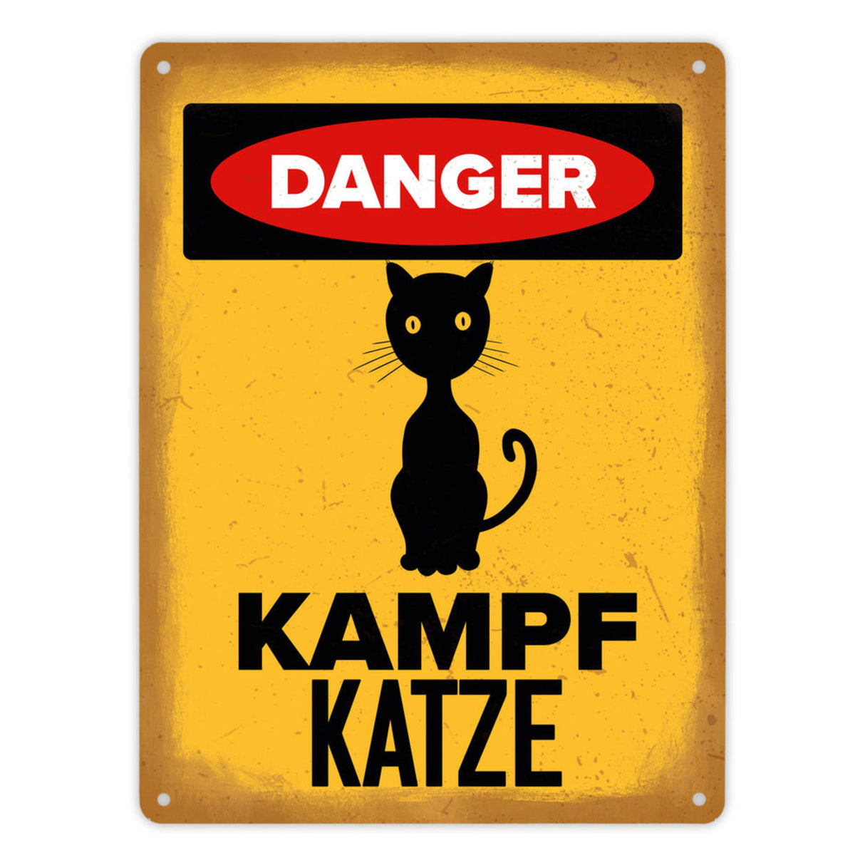 Vorsicht Katze Metallschild mit Katzen Silhouette
