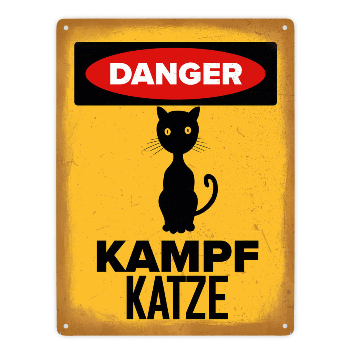 Vorsicht Katze Metallschild mit Katzen Silhouette