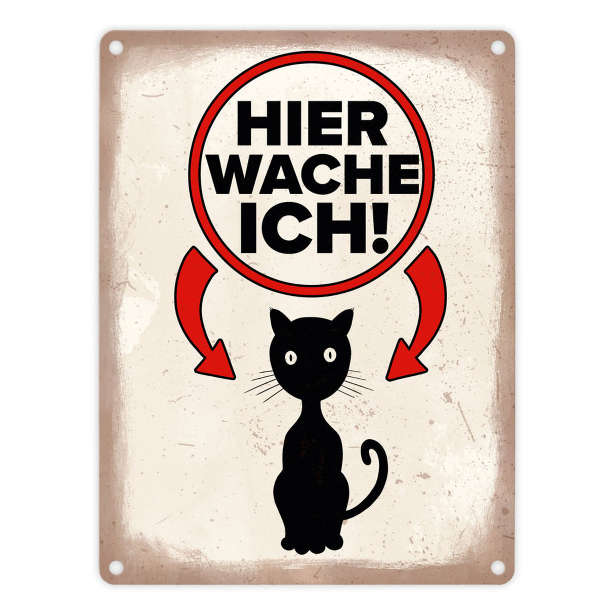 Vorsicht Katze Metallschild mit Katzen Silhouette