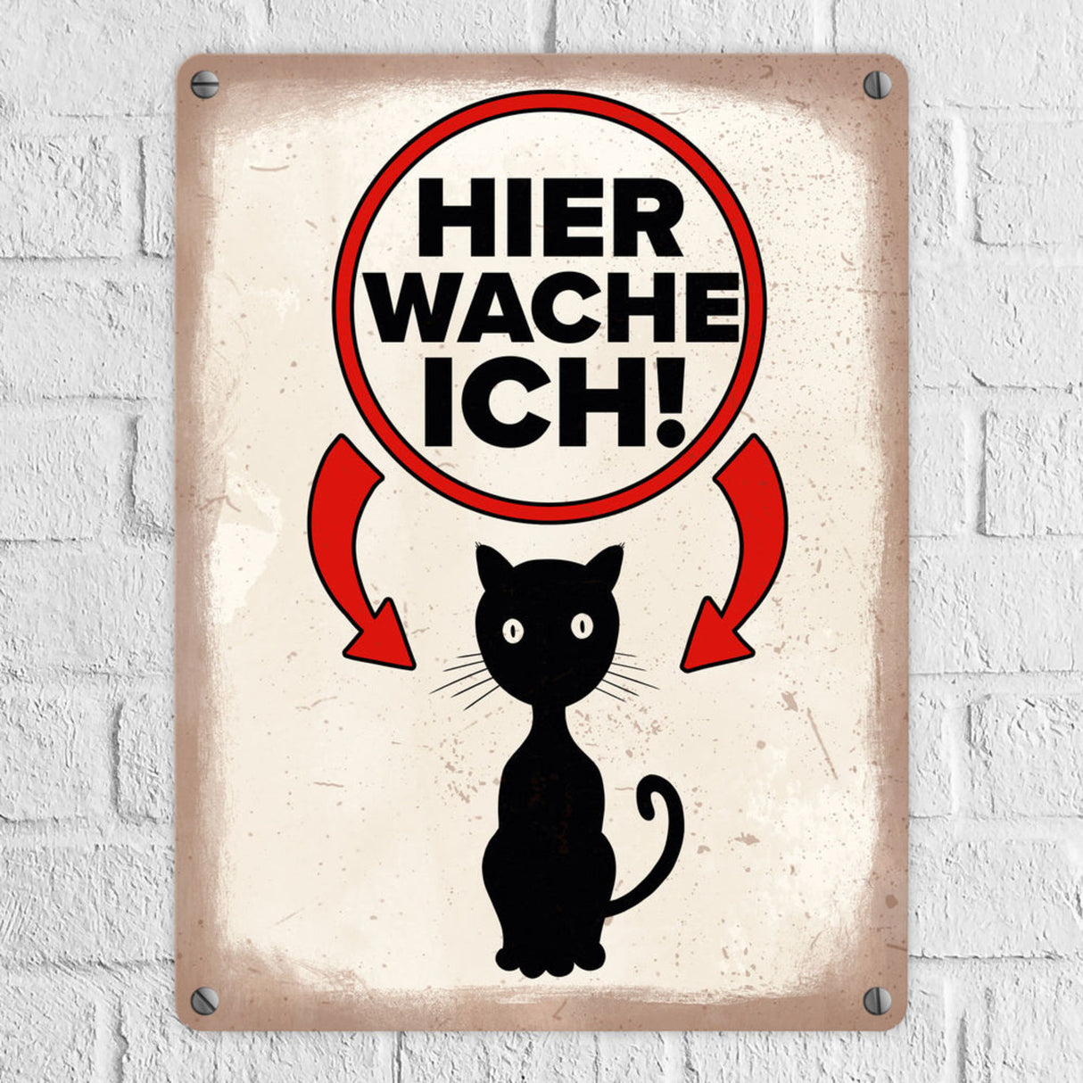 Vorsicht Katze Metallschild mit Katzen Silhouette
