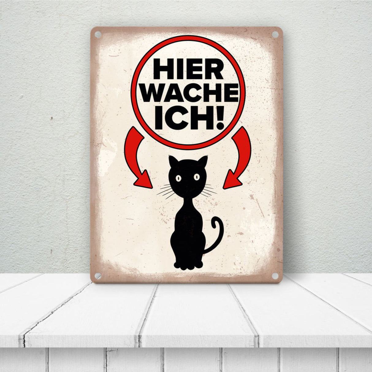 Vorsicht Katze Metallschild mit Katzen Silhouette