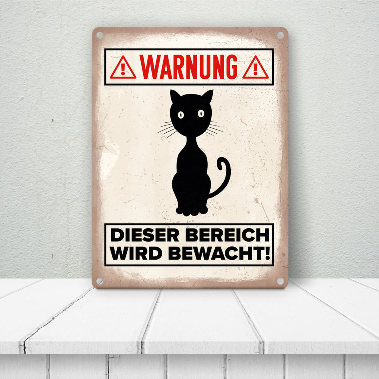 Vorsicht Katze Metallschild mit Katzen Silhouette