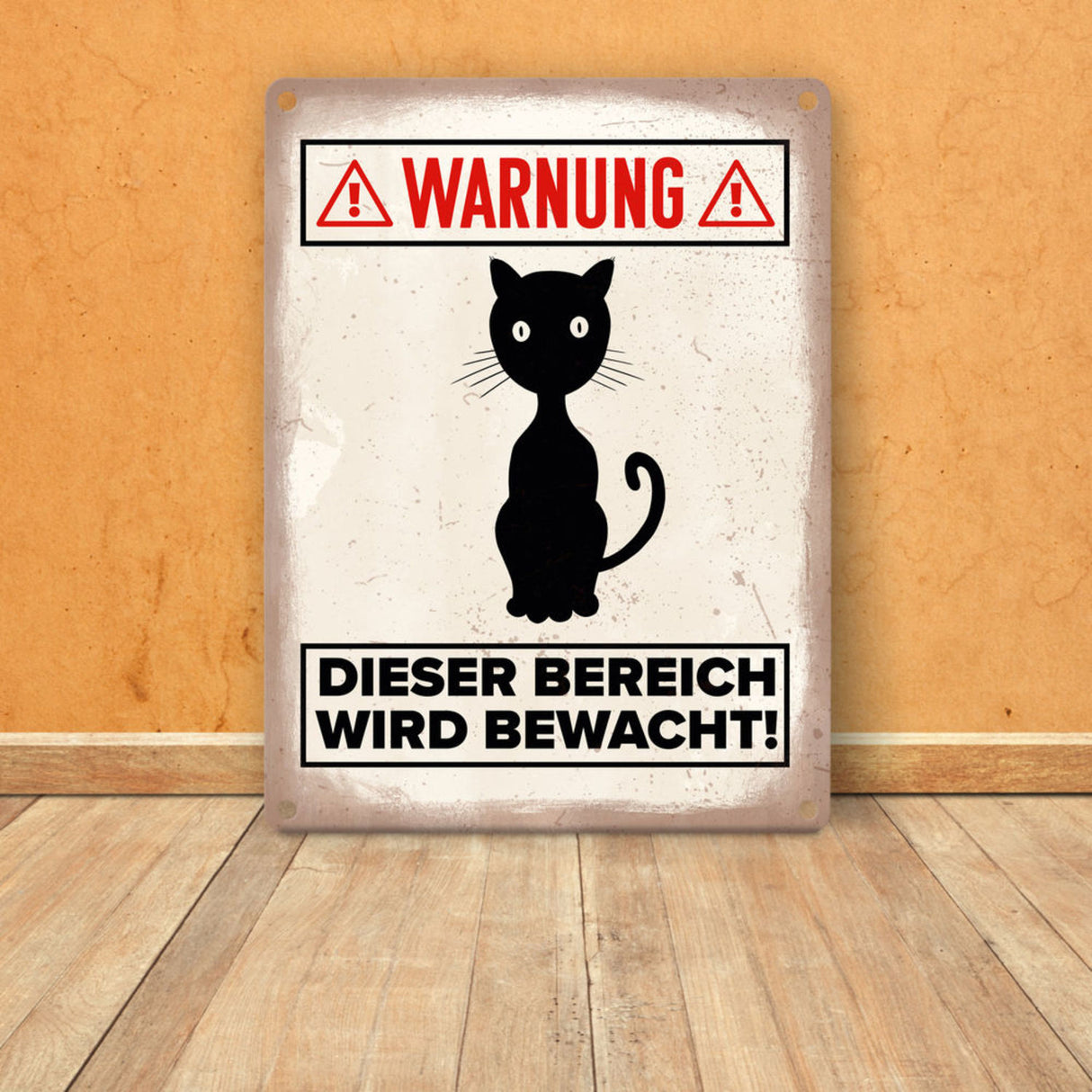 Vorsicht Katze Metallschild mit Katzen Silhouette