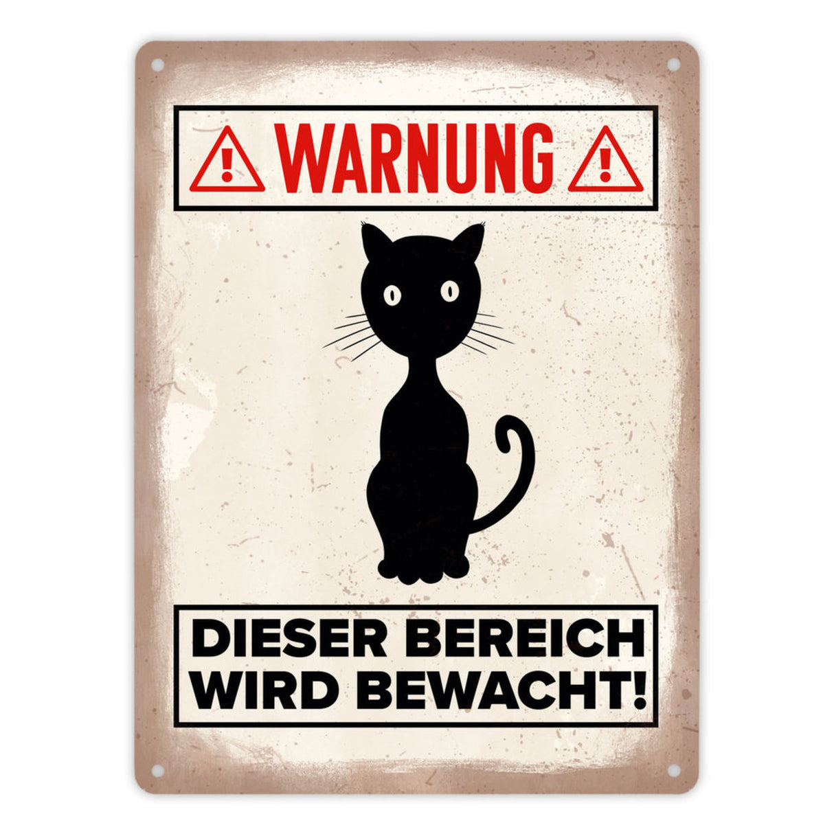 Vorsicht Katze Metallschild mit Katzen Silhouette