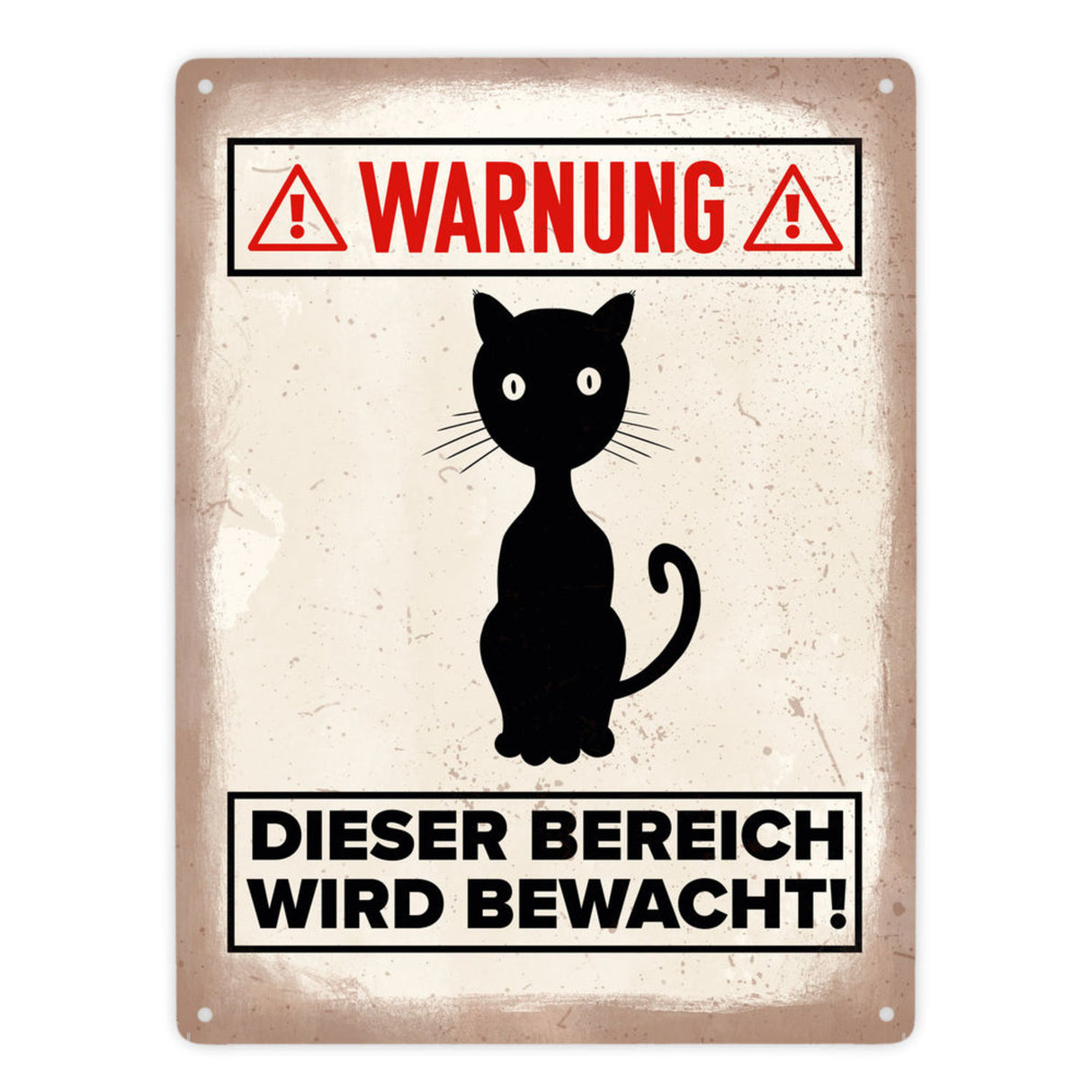 Vorsicht Katze Metallschild mit Katzen Silhouette