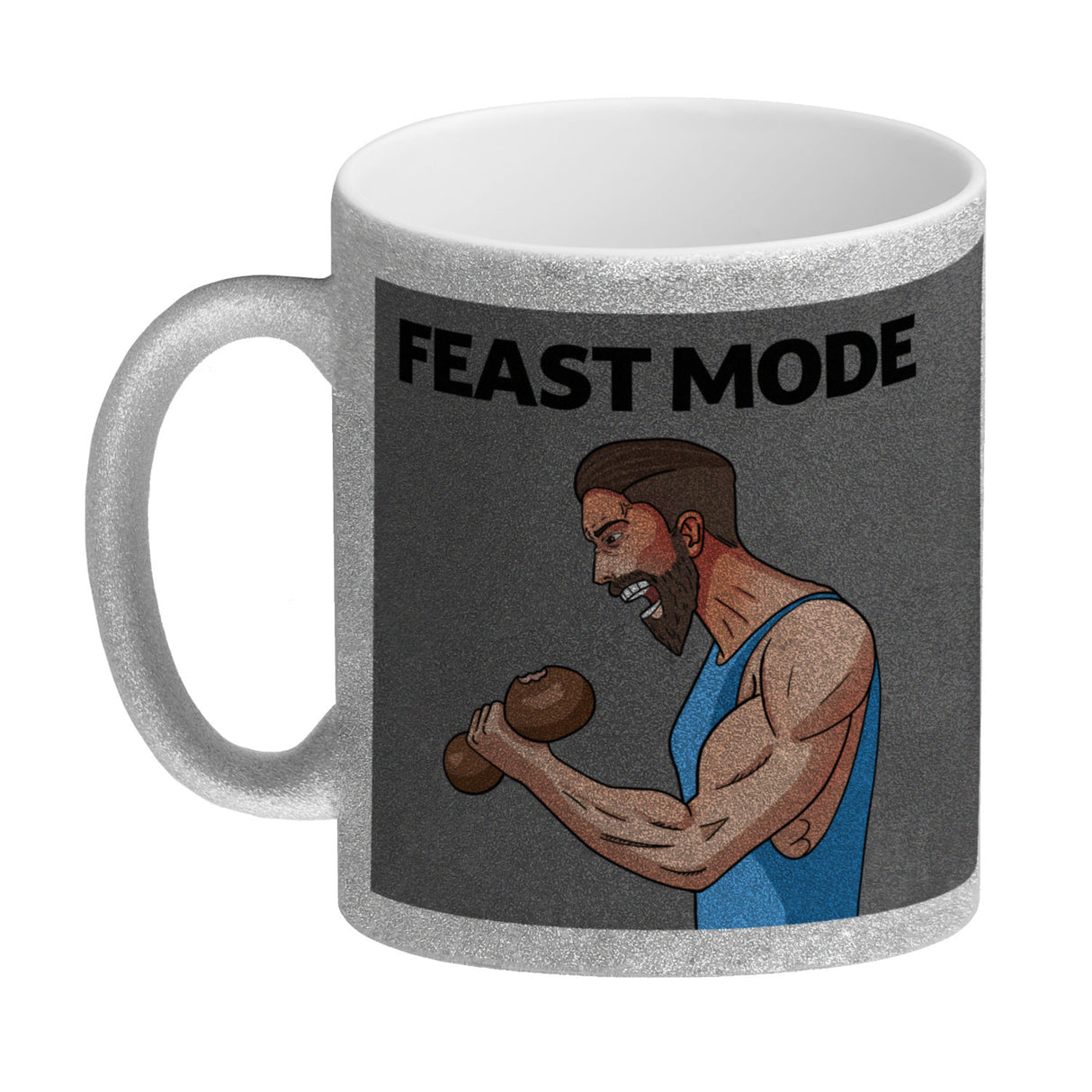 Feast Mode Kaffeebecher mit Bodybuilder Motiv