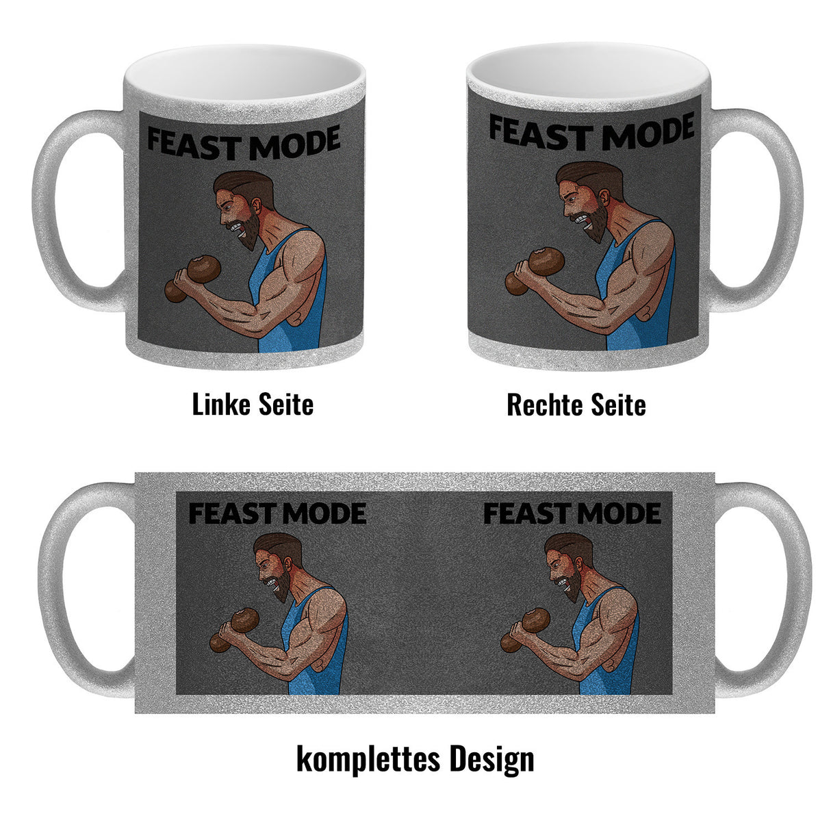 Feast Mode Kaffeebecher mit Bodybuilder Motiv