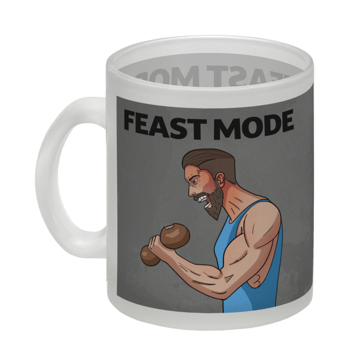 Feast Mode Kaffeebecher mit Bodybuilder Motiv