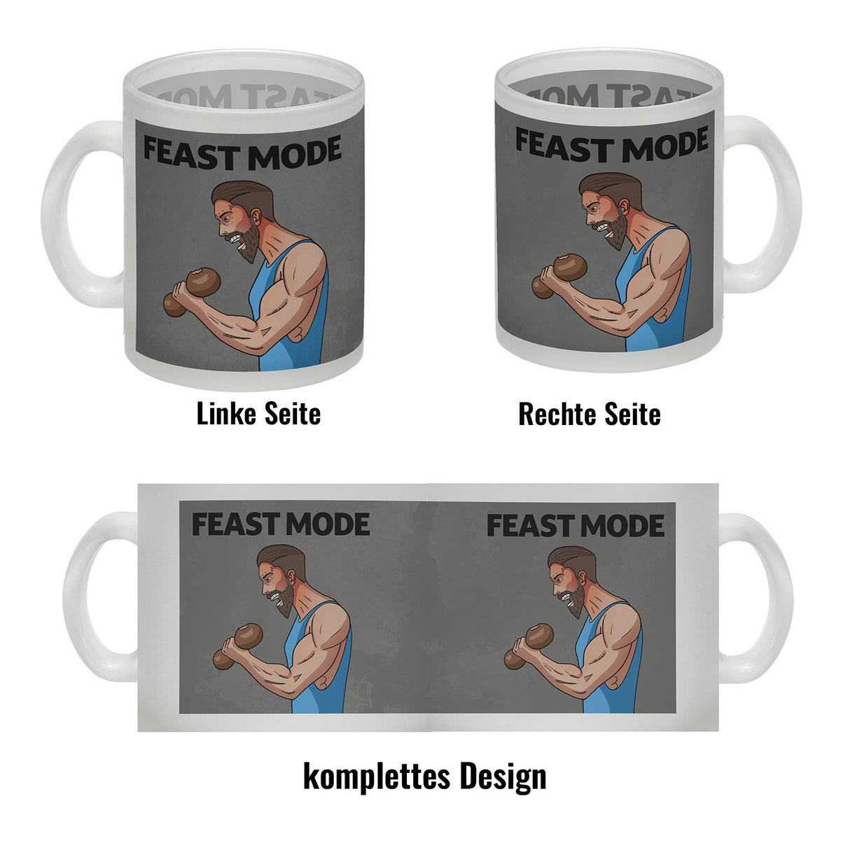 Feast Mode Kaffeebecher mit Bodybuilder Motiv