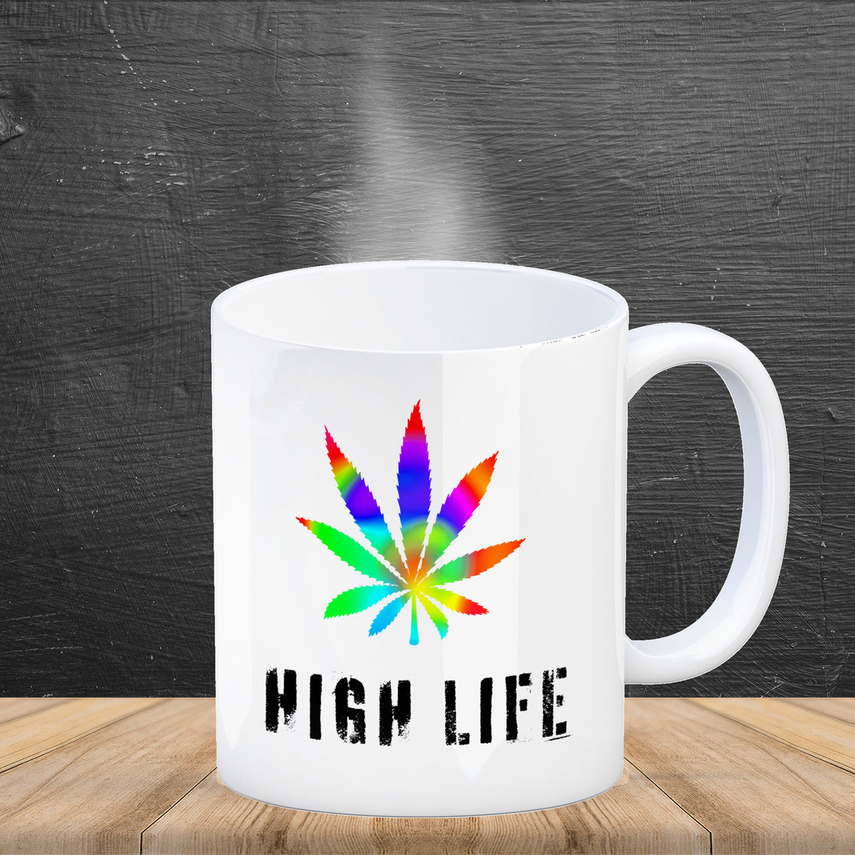 High Life Kaffeebecher mit Marihuanablatt