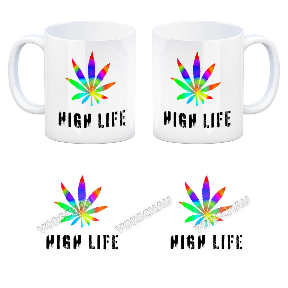 High Life Kaffeebecher mit Marihuanablatt