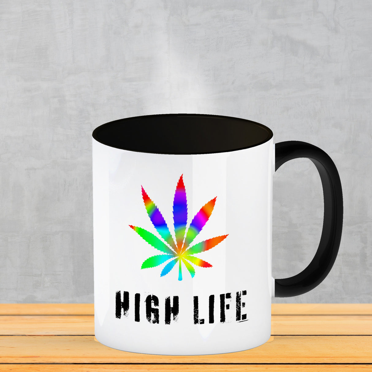 High Life Kaffeebecher mit Marihuanablatt