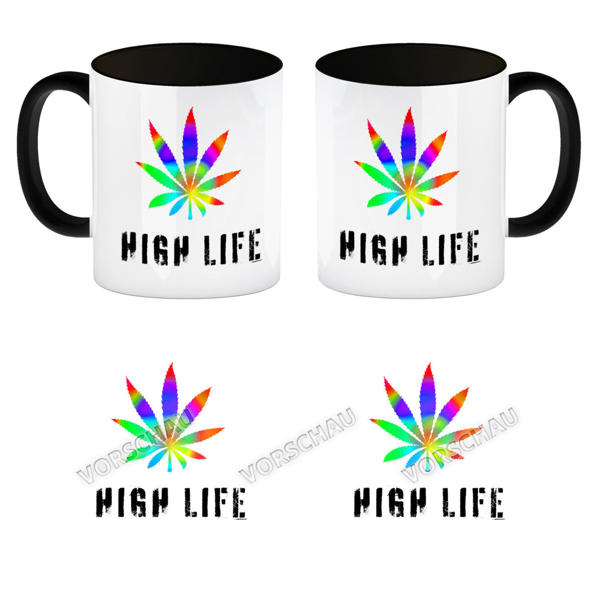 High Life Kaffeebecher mit Marihuanablatt
