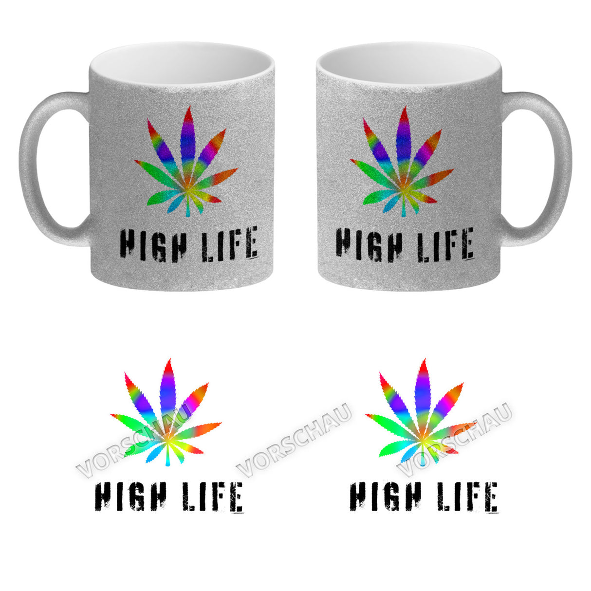 High Life Kaffeebecher mit Marihuanablatt
