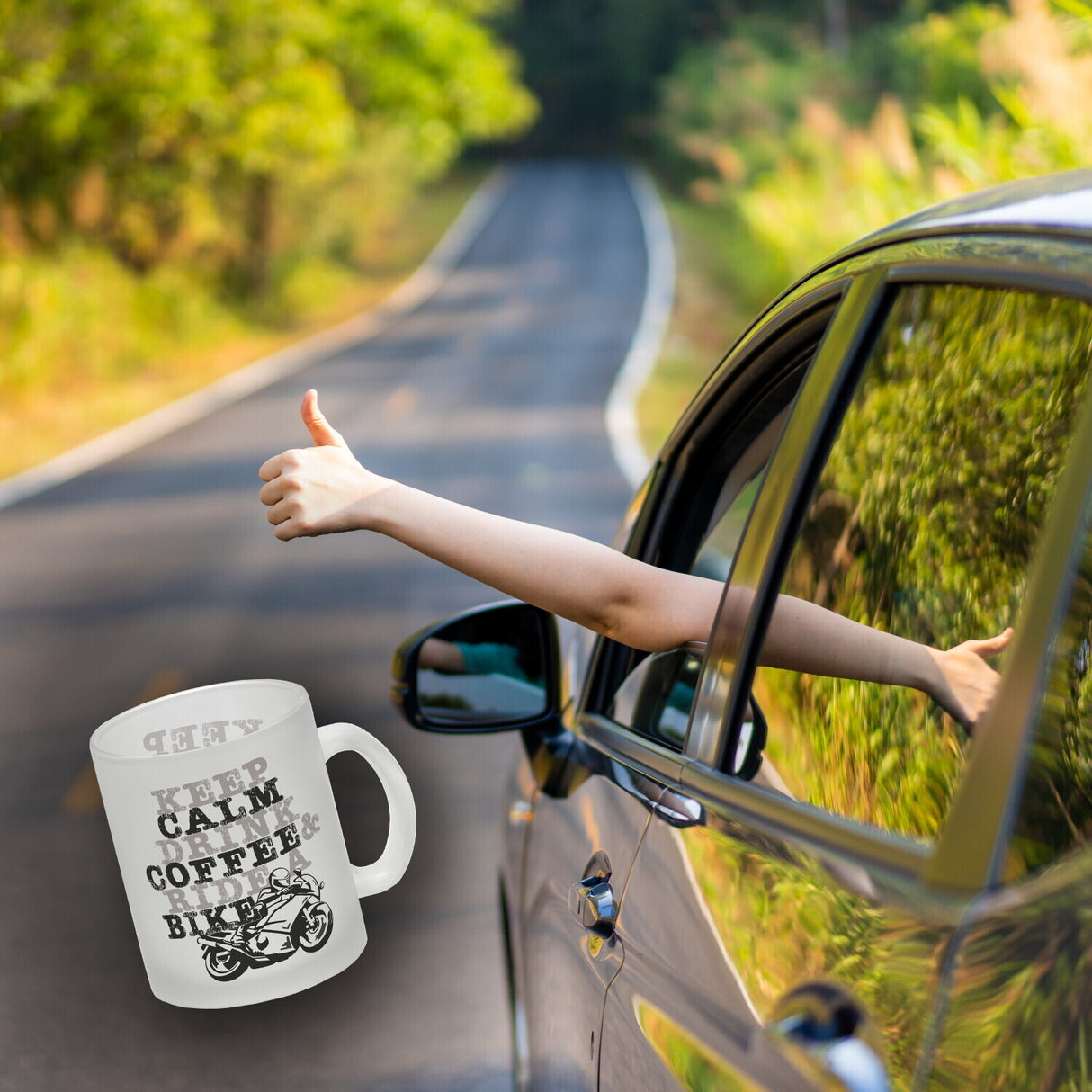 Keep calm & ride a bike Kaffeebecher zum Thema Motorrad fahren