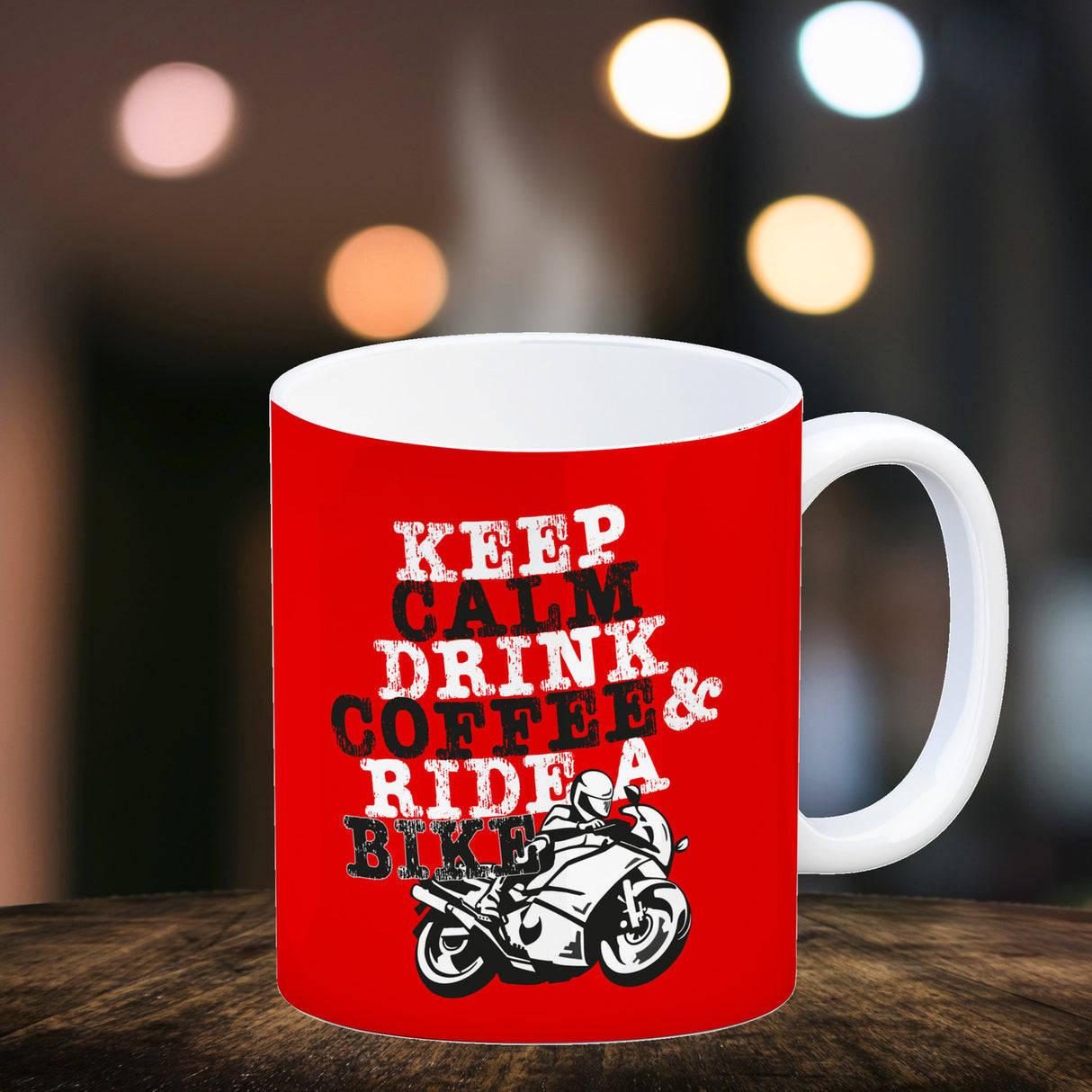 Keep calm & ride a bike Kaffeebecher zum Thema Motorrad fahren