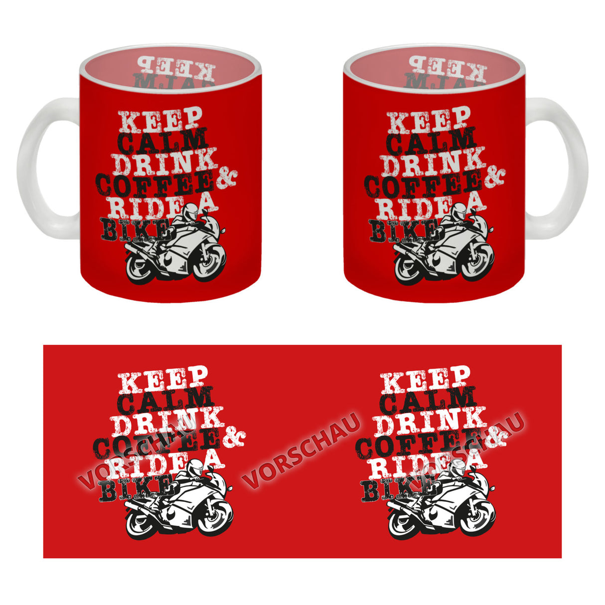 Keep calm & ride a bike Kaffeebecher zum Thema Motorrad fahren