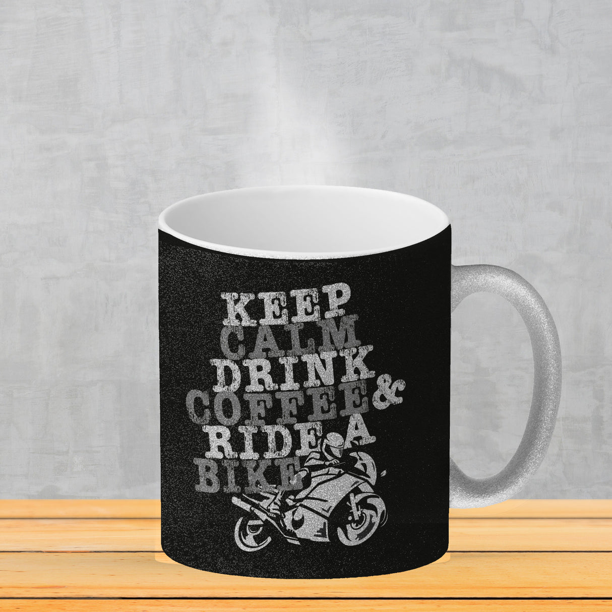 Keep calm & ride a bike Kaffeebecher zum Thema Motorrad fahren