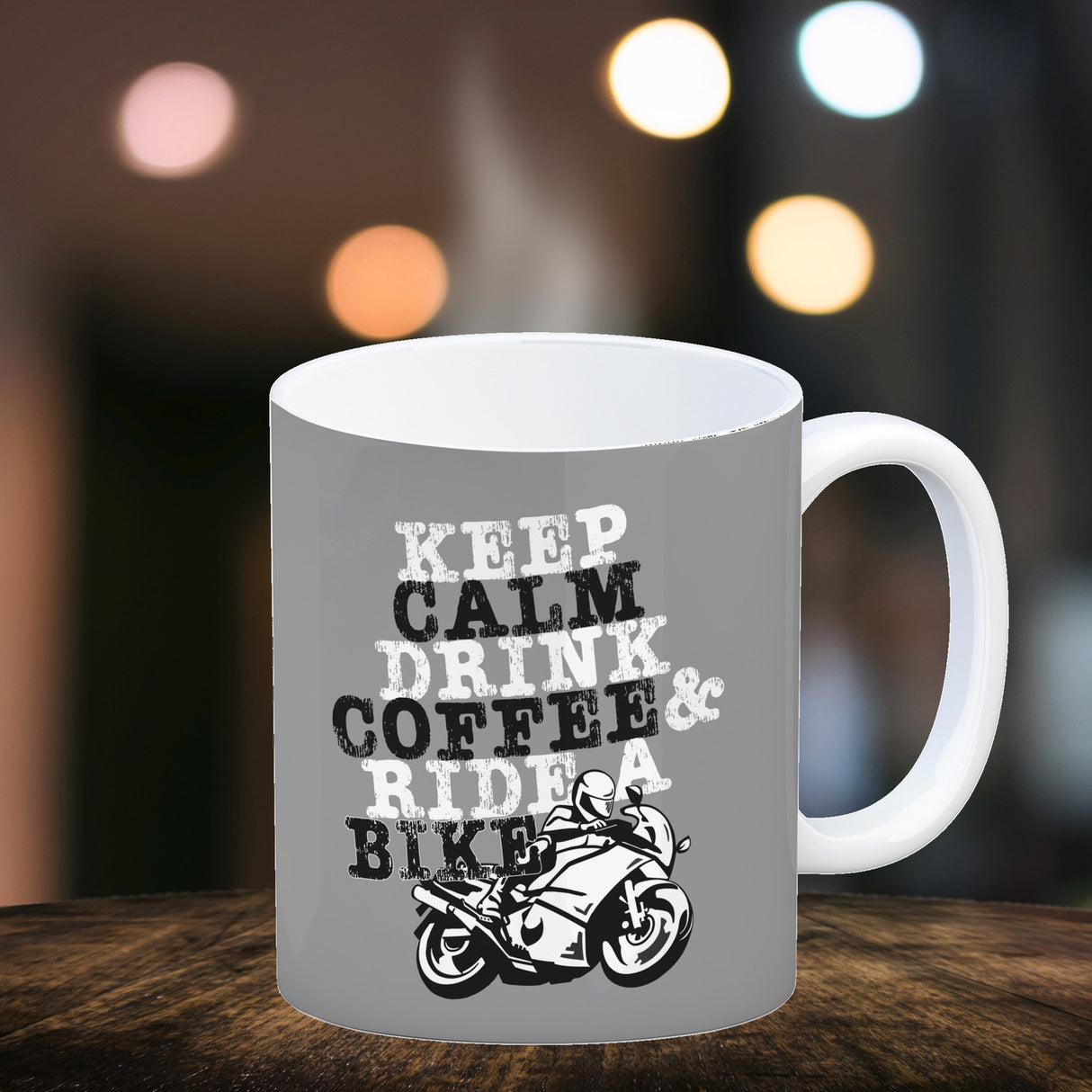 Keep calm & ride a bike Kaffeebecher zum Thema Motorrad fahren