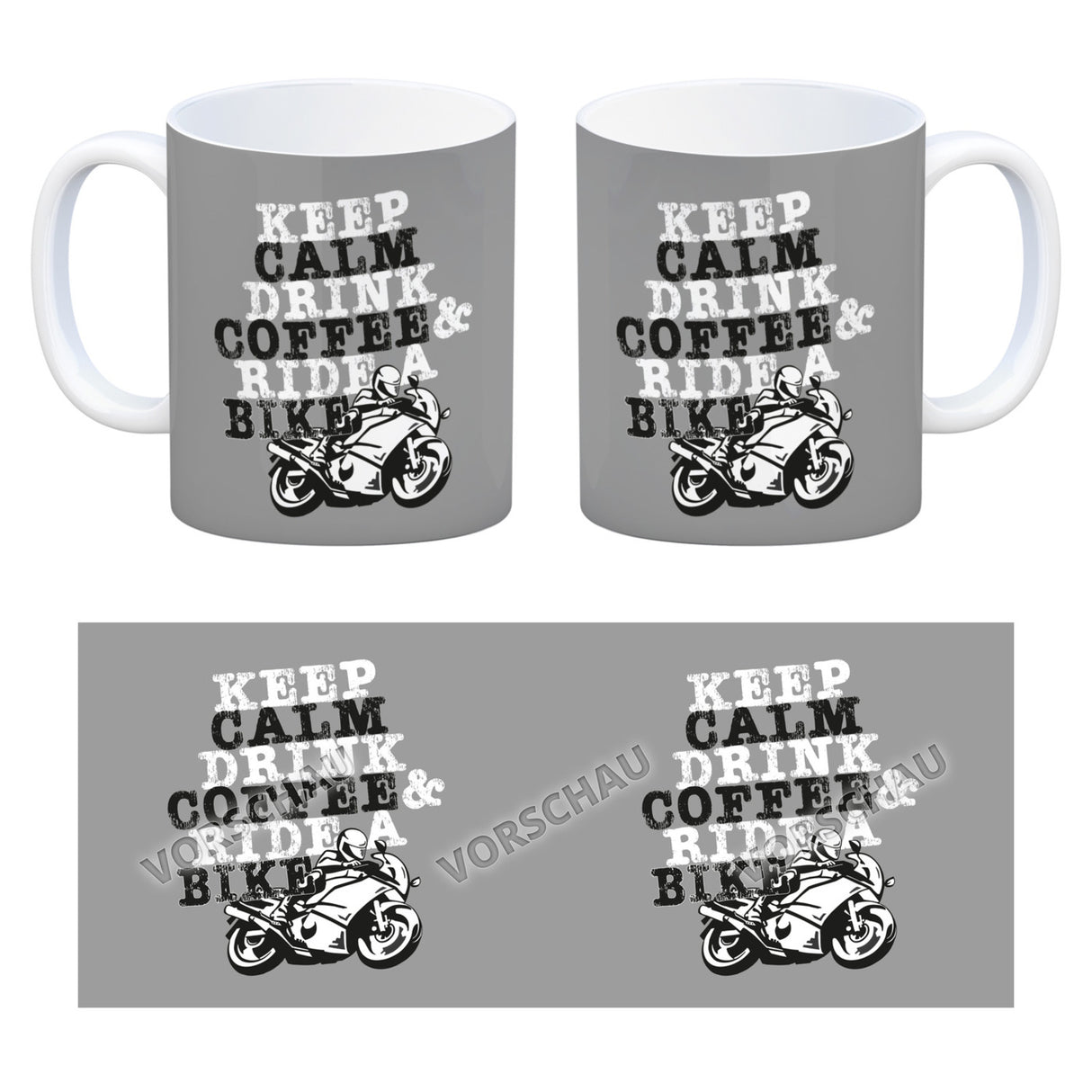 Keep calm & ride a bike Kaffeebecher zum Thema Motorrad fahren
