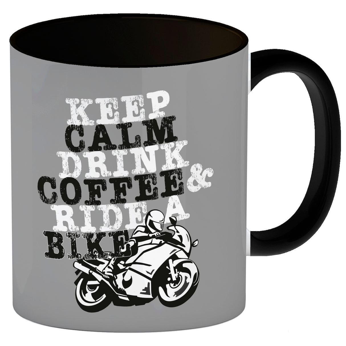 Keep calm & ride a bike Kaffeebecher zum Thema Motorrad fahren