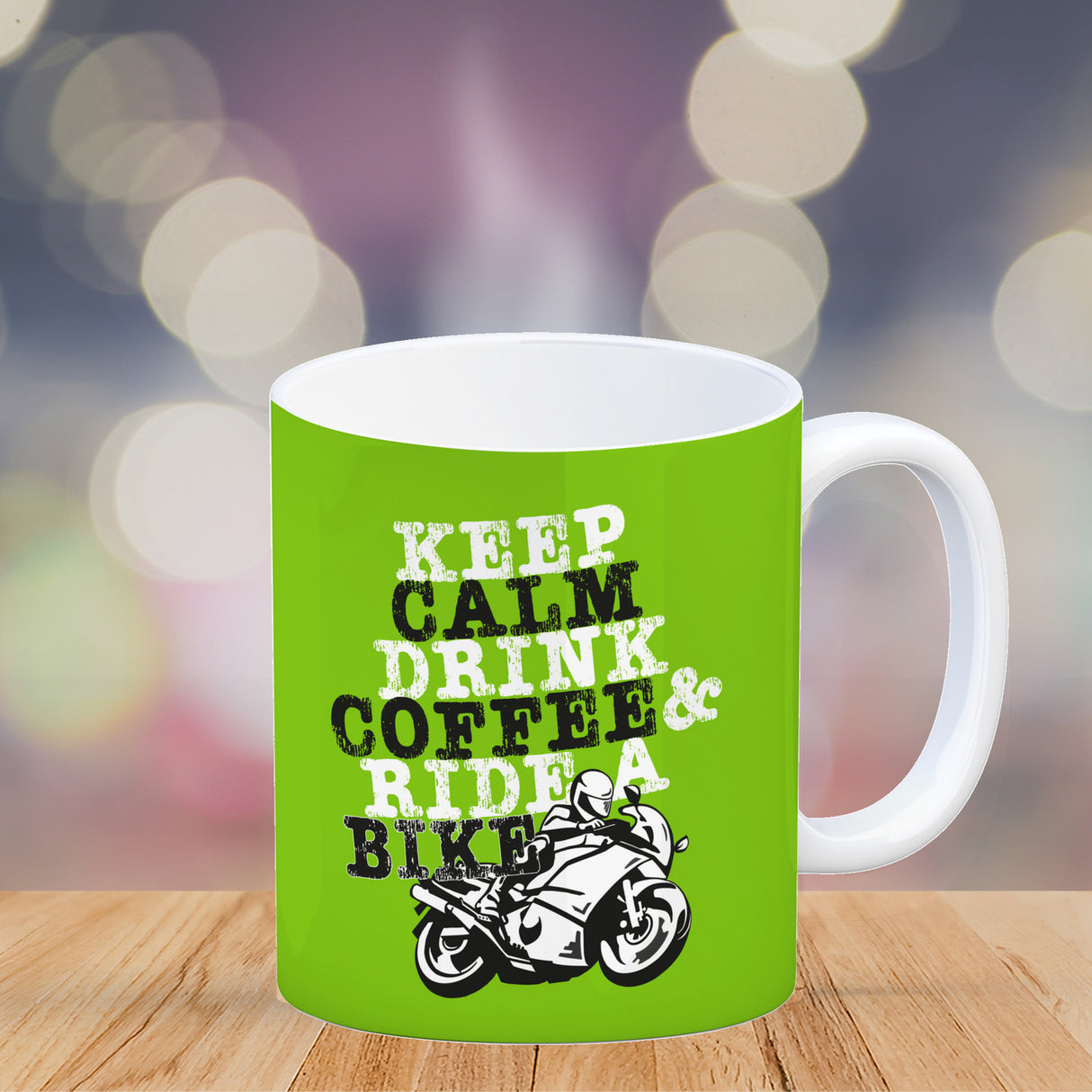 Keep calm & ride a bike Kaffeebecher zum Thema Motorrad fahren