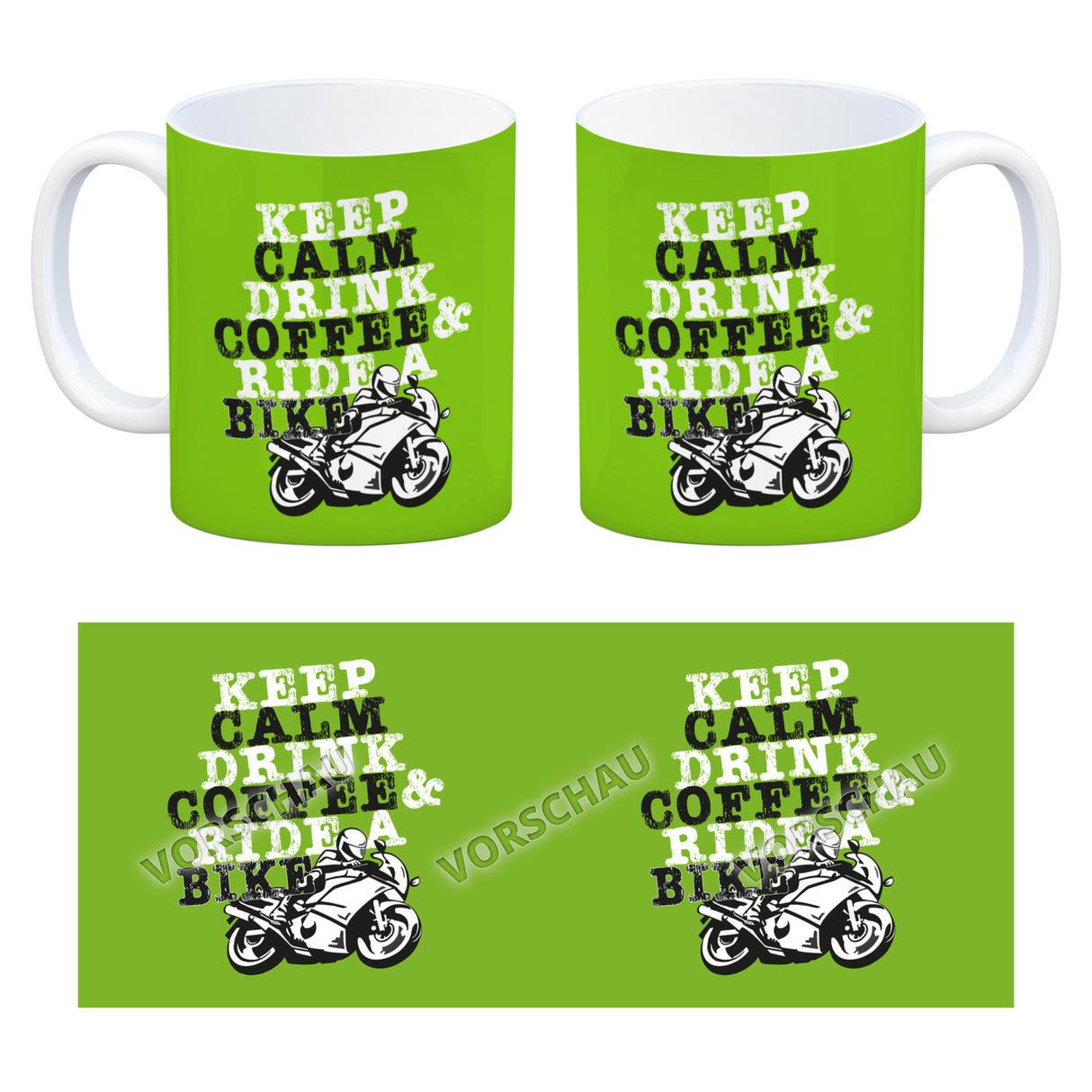 Keep calm & ride a bike Kaffeebecher zum Thema Motorrad fahren