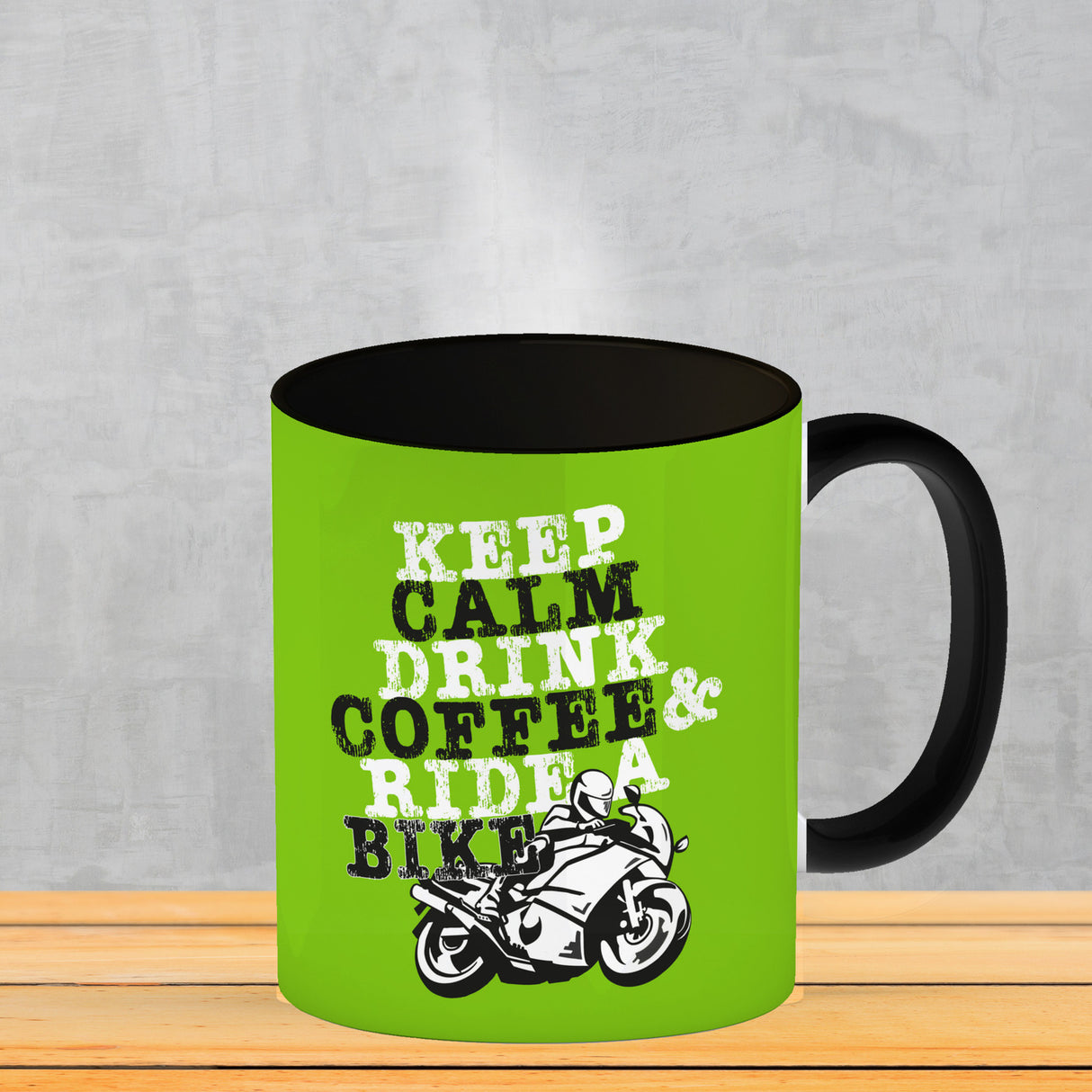 Keep calm & ride a bike Kaffeebecher zum Thema Motorrad fahren