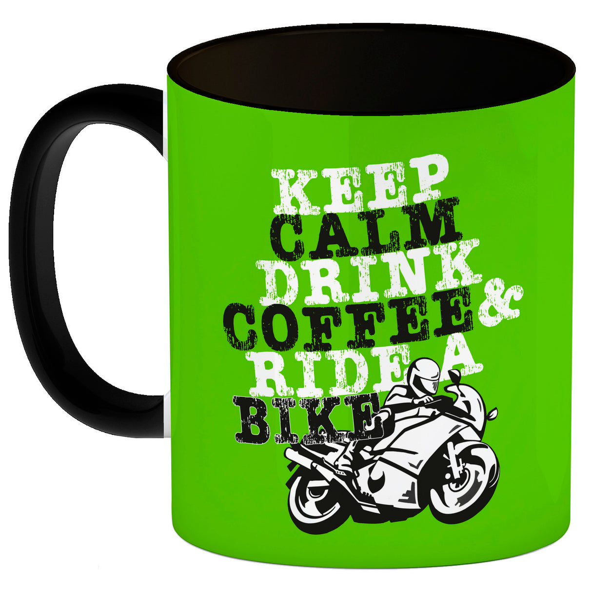 Keep calm & ride a bike Kaffeebecher zum Thema Motorrad fahren