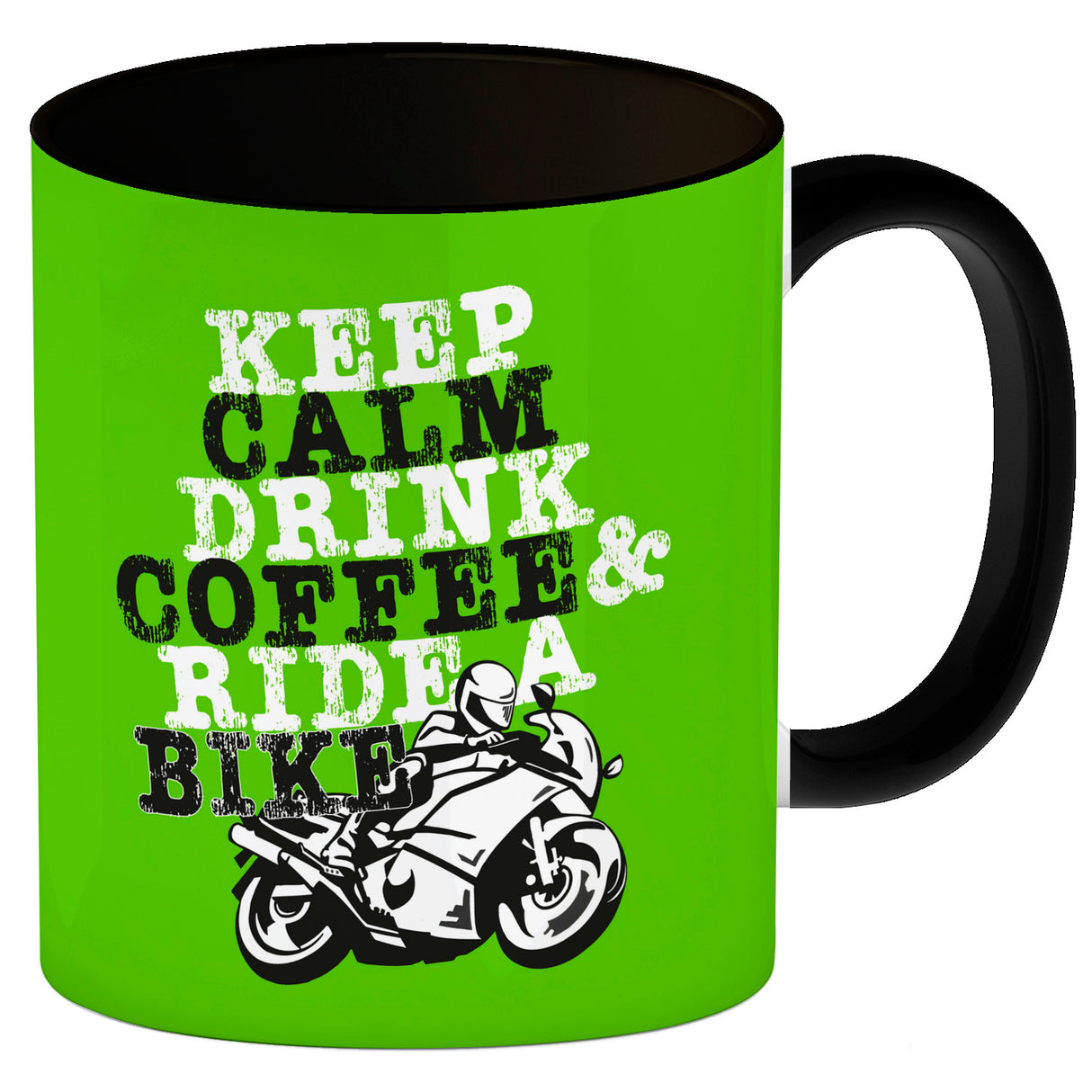 Keep calm & ride a bike Kaffeebecher zum Thema Motorrad fahren