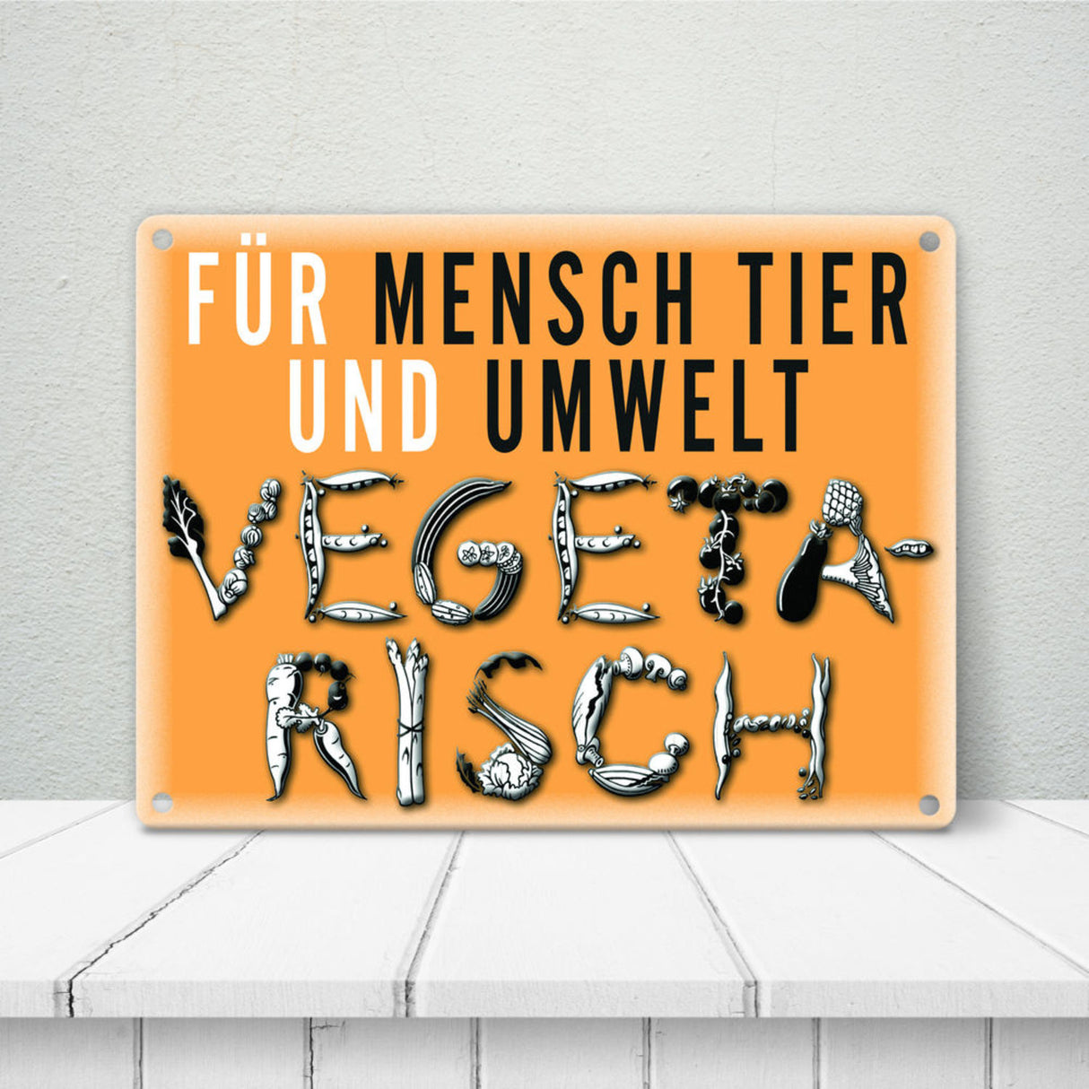 Gemüse Metallschild zum Thema Vegetarier