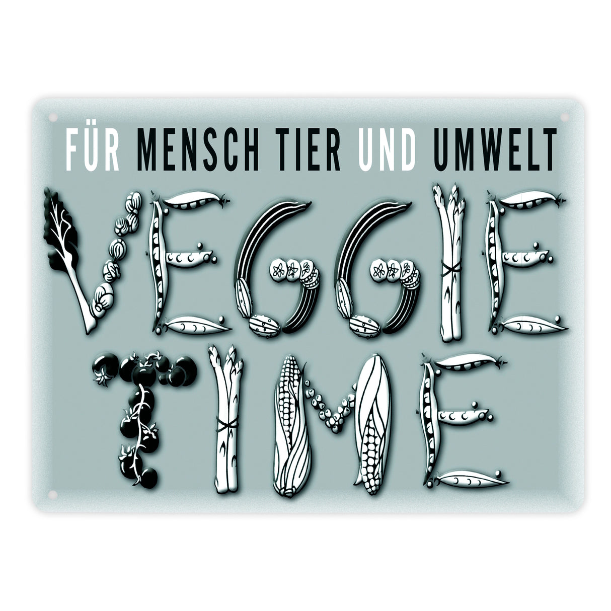 Veggie Time Gemüse Metallschild zum Thema Vegetarier