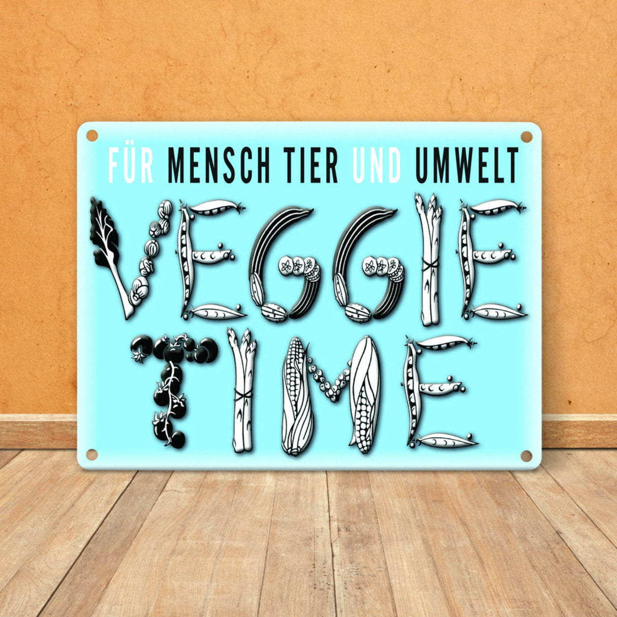 Veggie Time Gemüse Metallschild zum Thema Vegetarier