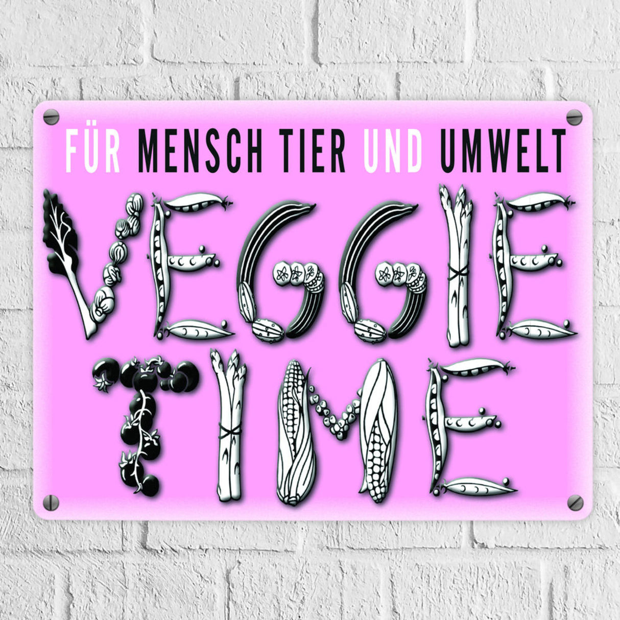 Veggie Time Gemüse Metallschild zum Thema Vegetarier