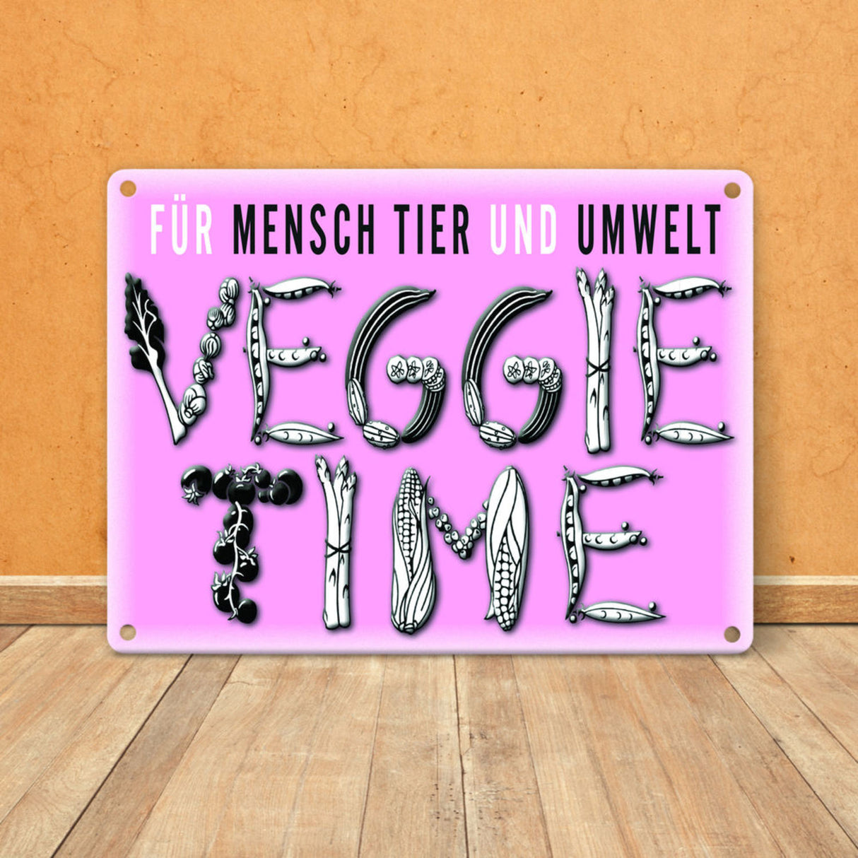 Veggie Time Gemüse Metallschild zum Thema Vegetarier