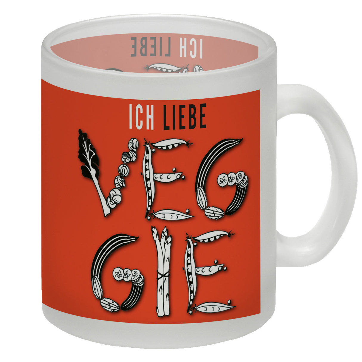 Ich liebe Veggie Kaffeebecher mit Gemüse Motiv in orange