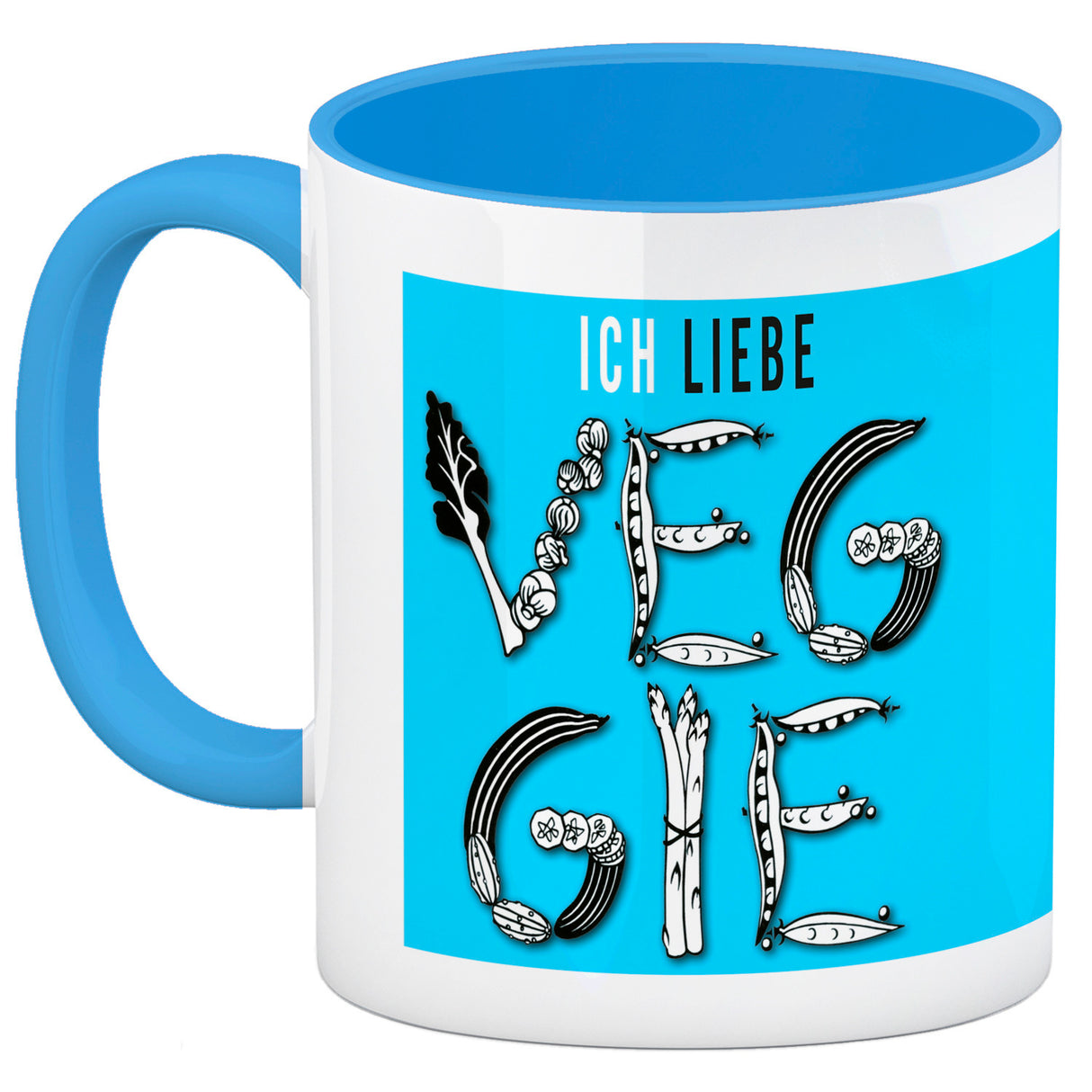 Ich liebe Veggie Kaffeebecher mit Gemüse Motiv in orange