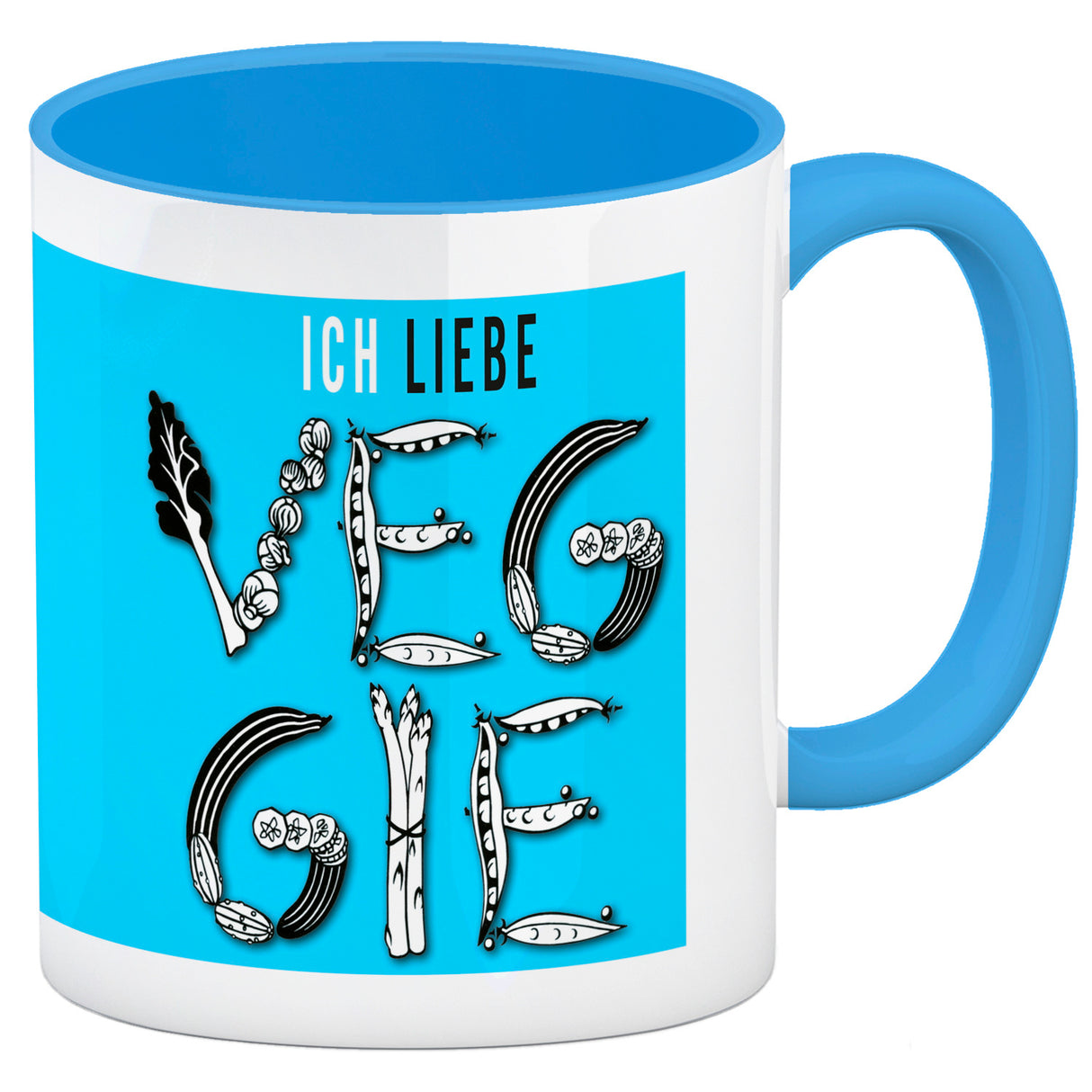 Ich liebe Veggie Kaffeebecher mit Gemüse Motiv in orange