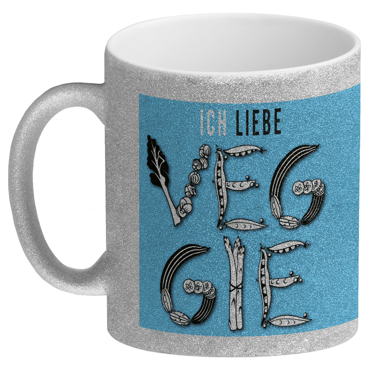 Ich liebe Veggie Kaffeebecher mit Gemüse Motiv in orange