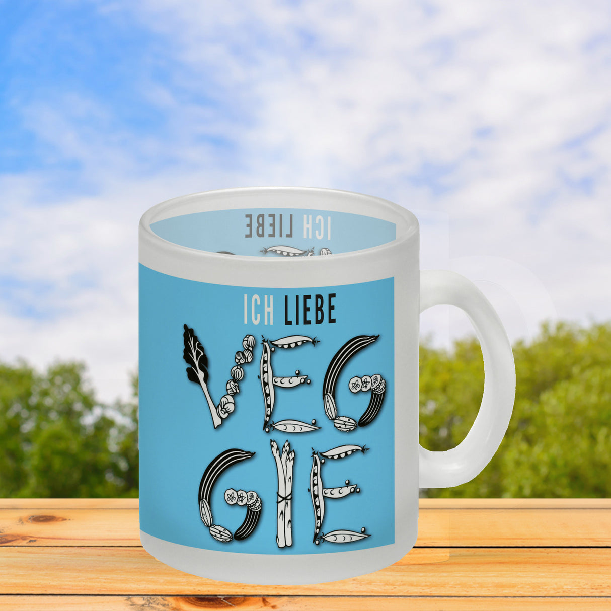 Ich liebe Veggie Kaffeebecher mit Gemüse Motiv in orange