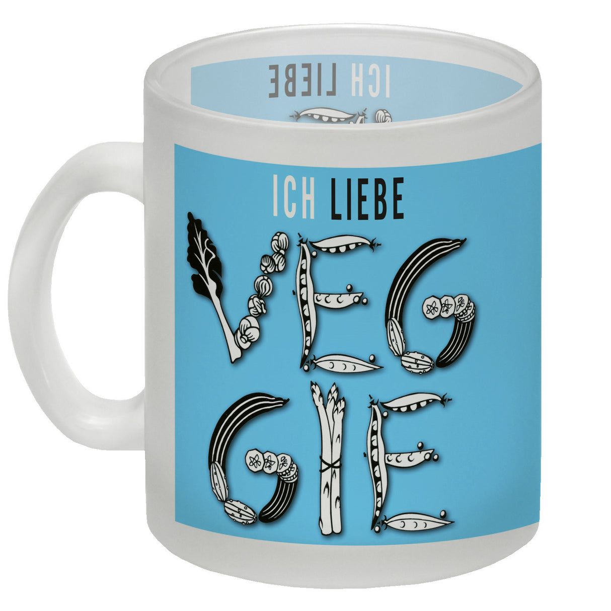 Ich liebe Veggie Kaffeebecher mit Gemüse Motiv in orange