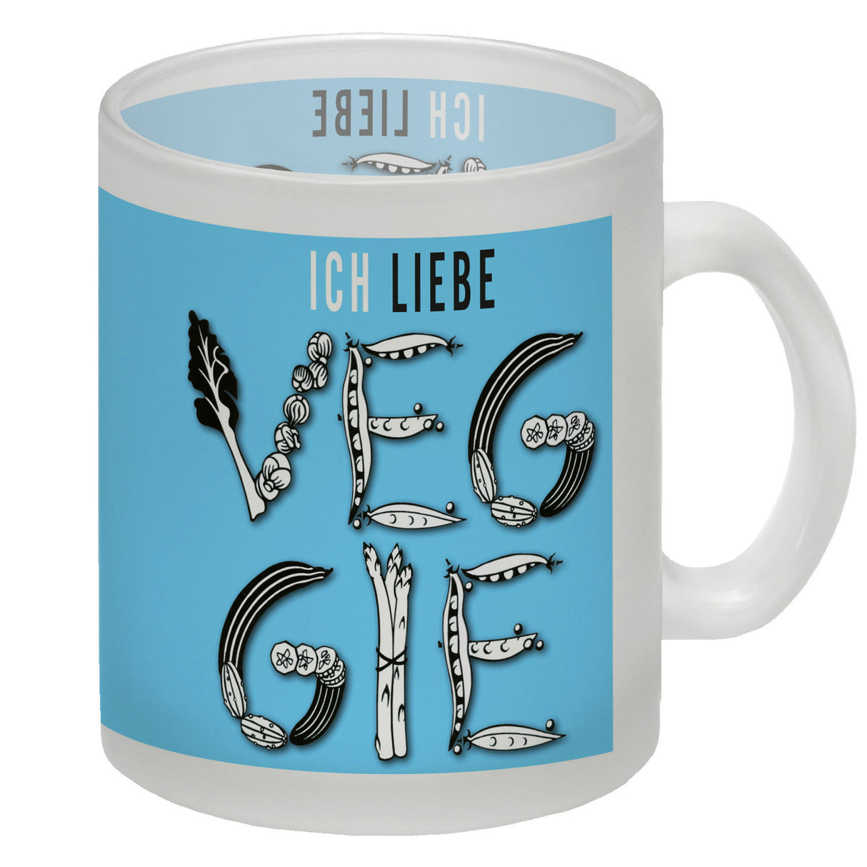 Ich liebe Veggie Kaffeebecher mit Gemüse Motiv in orange