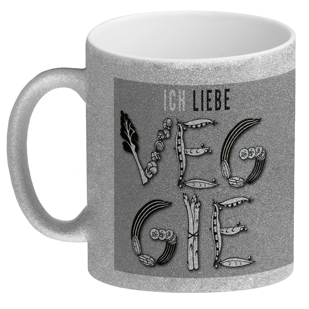 Ich liebe Veggie Kaffeebecher mit Gemüse Motiv in orange