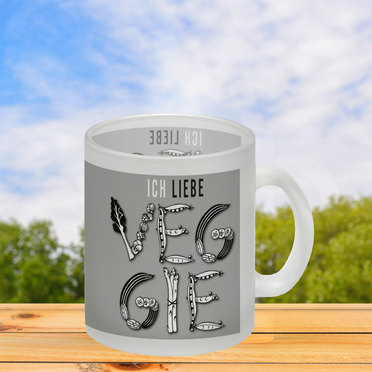 Ich liebe Veggie Kaffeebecher mit Gemüse Motiv in orange