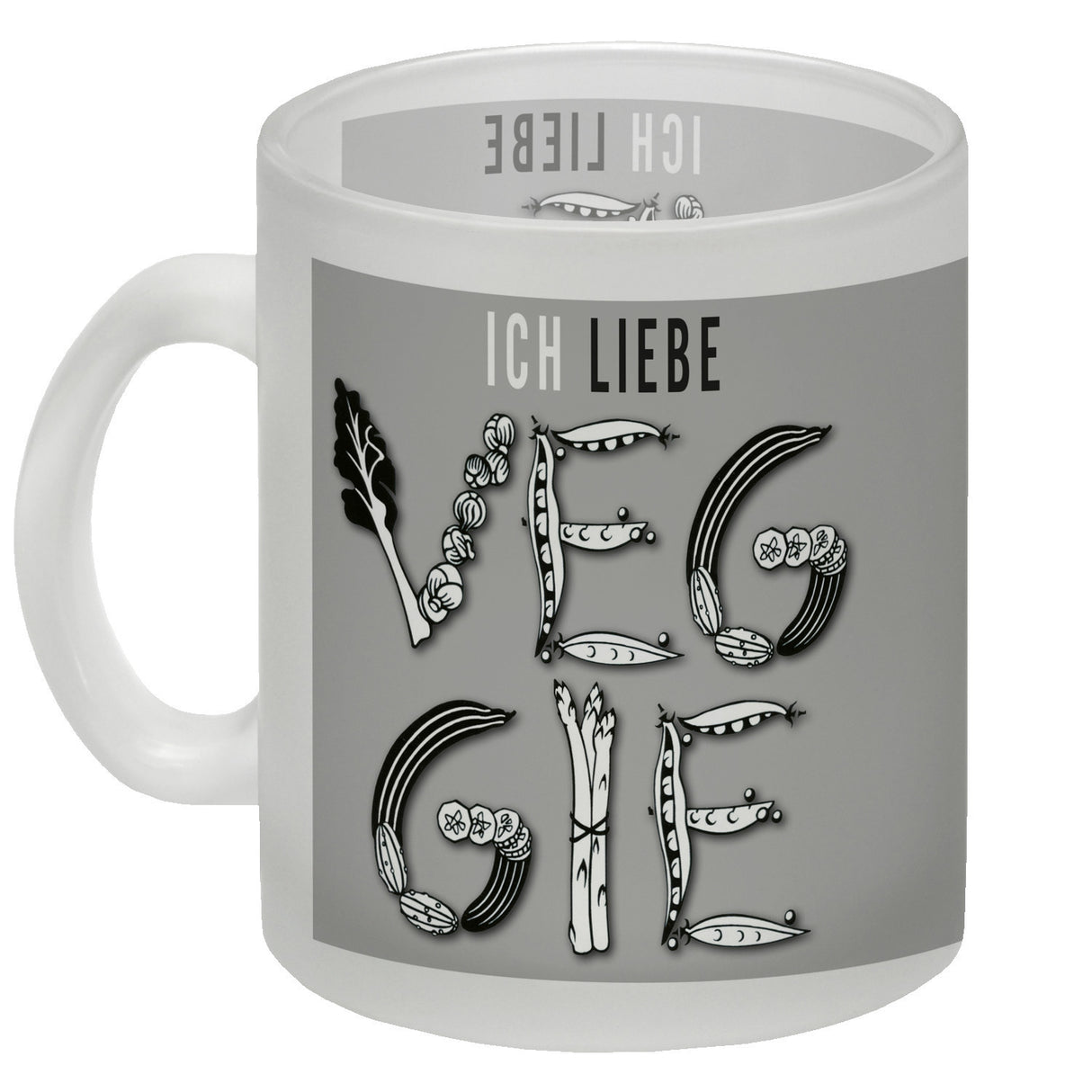 Ich liebe Veggie Kaffeebecher mit Gemüse Motiv in orange