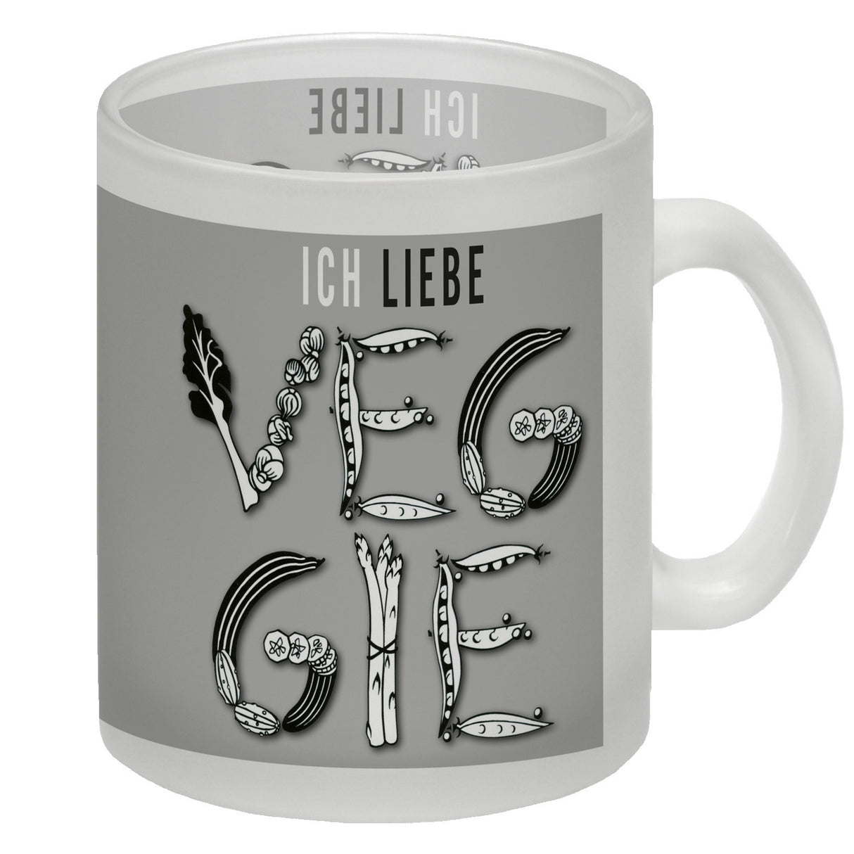 Ich liebe Veggie Kaffeebecher mit Gemüse Motiv in orange