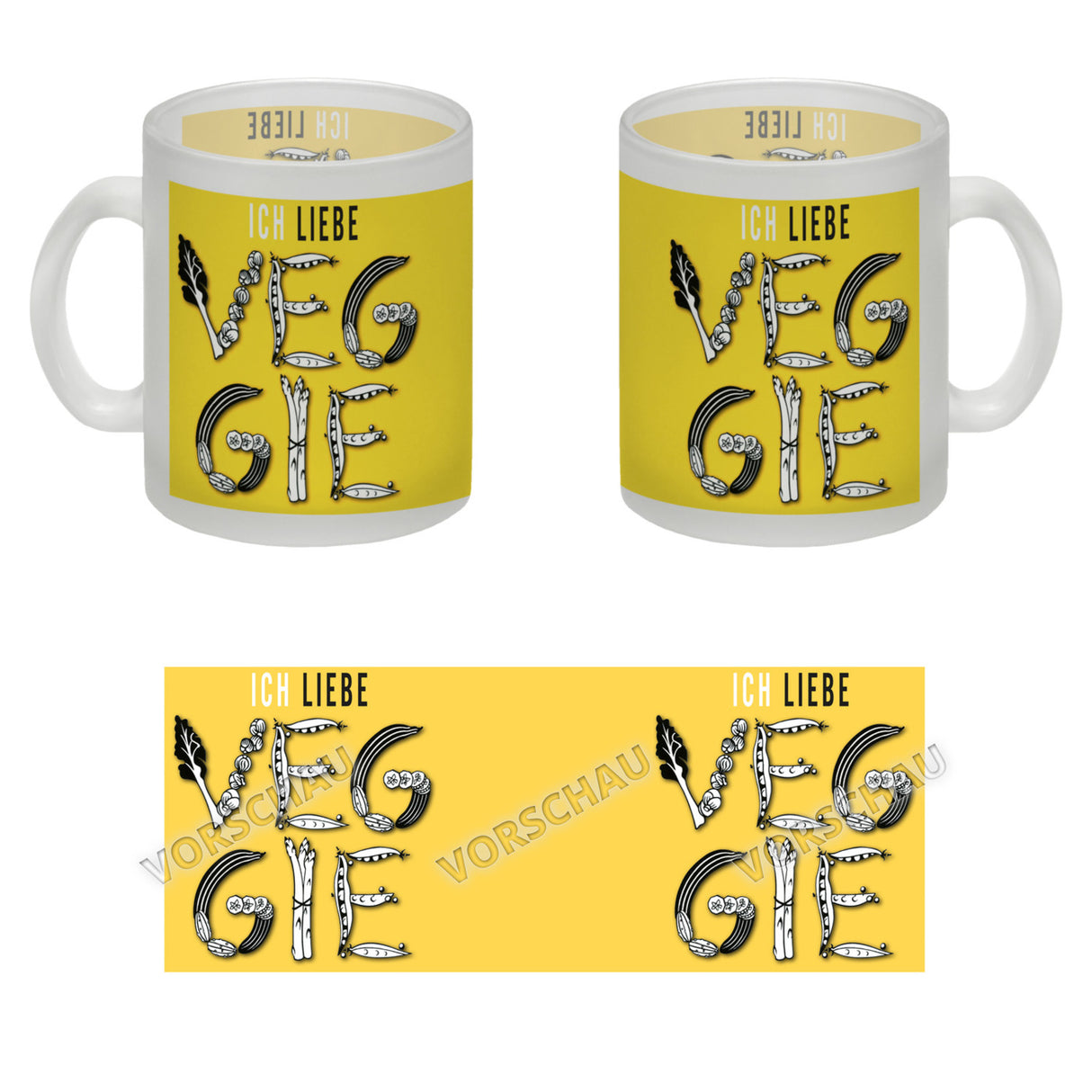 Ich liebe Veggie Kaffeebecher mit Gemüse Motiv in orange